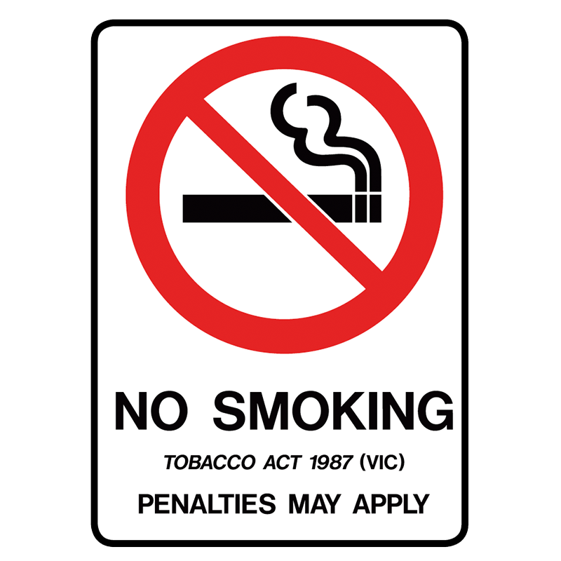 Brady Prohibition Sign (VIC State Specific): No Smoking Penalties May Apply