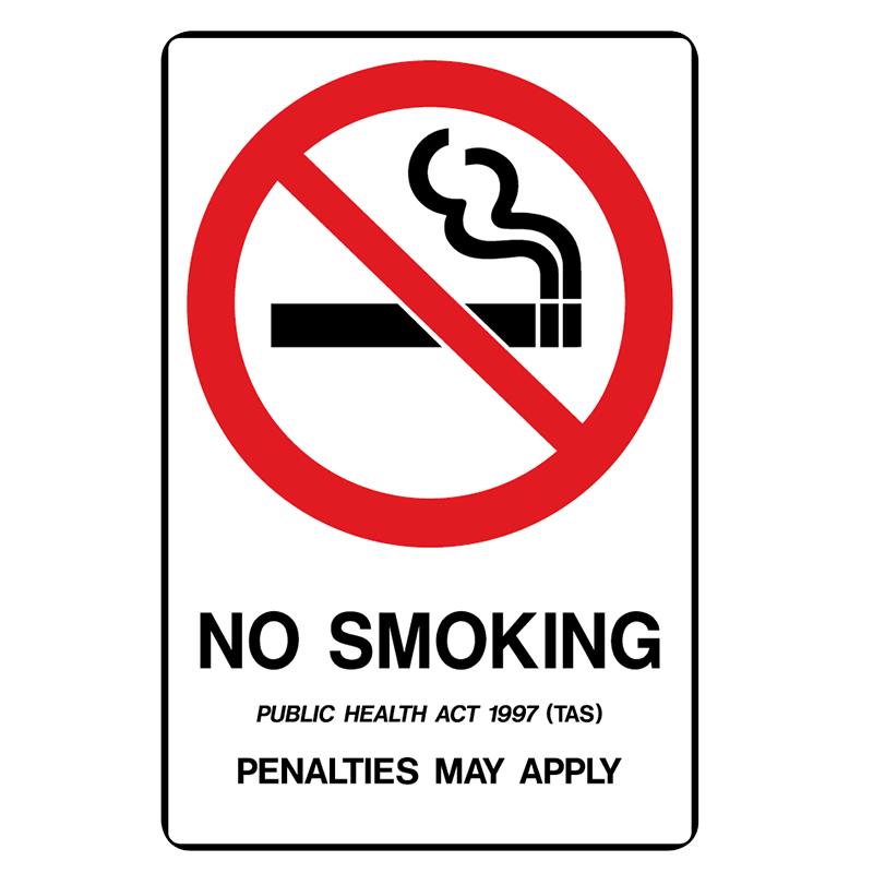 Brady Prohibition Sign (TAS State Specific): No Smoking Penalties May Apply