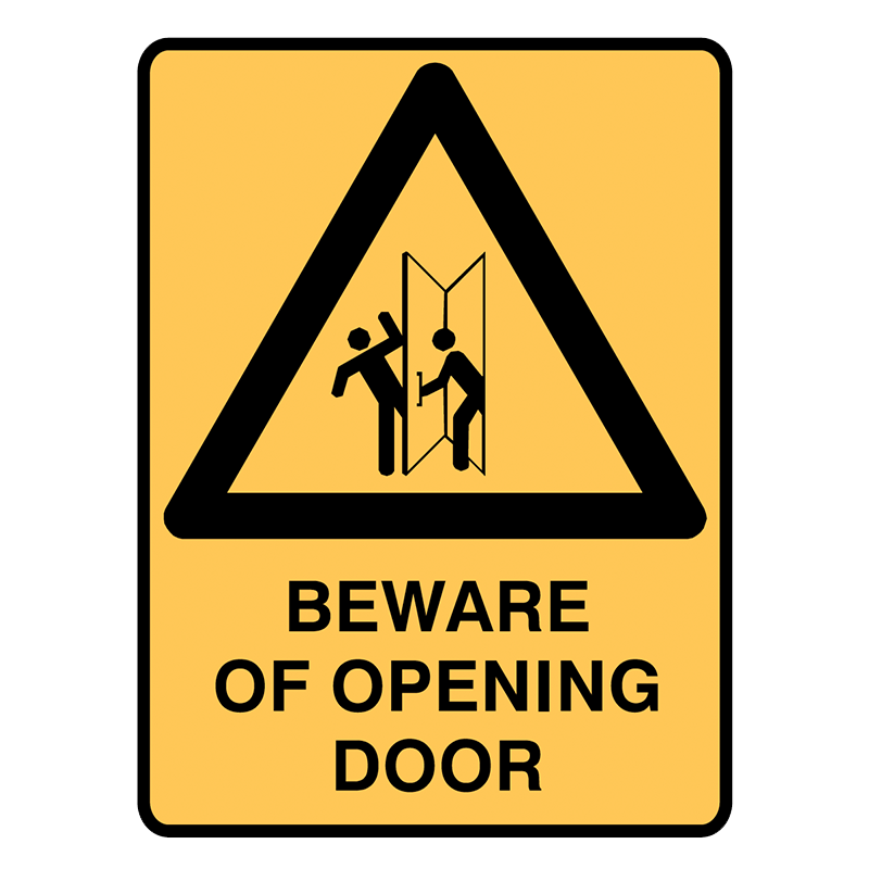 Brady Warning Sign: Beware Of Opening Door
