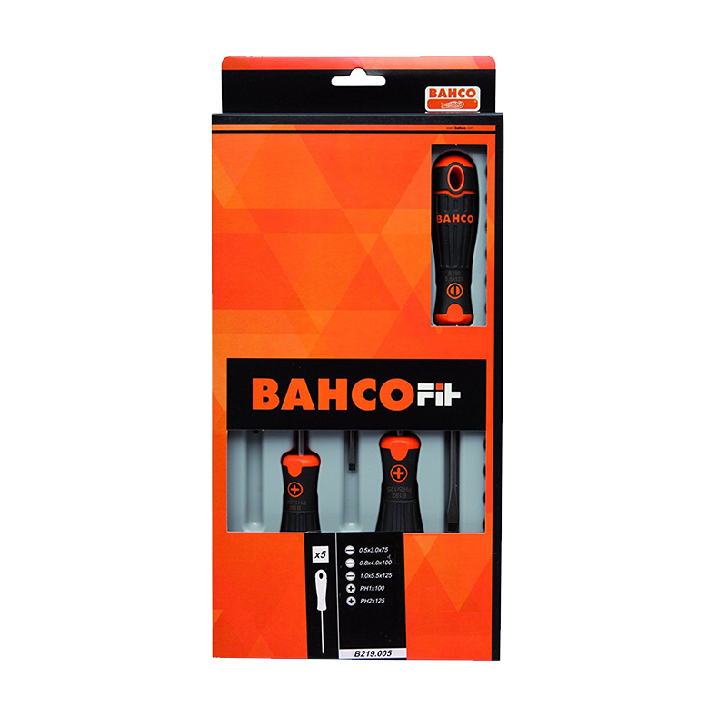 Bahco Screwdriver Set 5 Piece Standard Phillips and Slotted B219.005