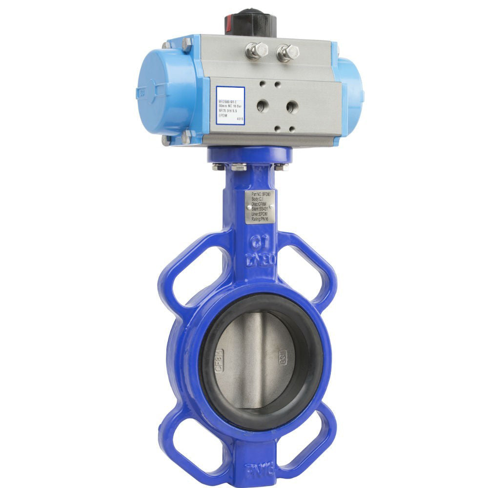 GO Butterfly Valve Actuated Double Acting Pneumatic CI Body 316 SS Disc EPDM Liner 2