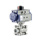 GO Ball Valve V Port Actuated Double Acting Pneumatic 316 Stainless 3 Piece Full Bore 1/2" to 4" BLVDA Range