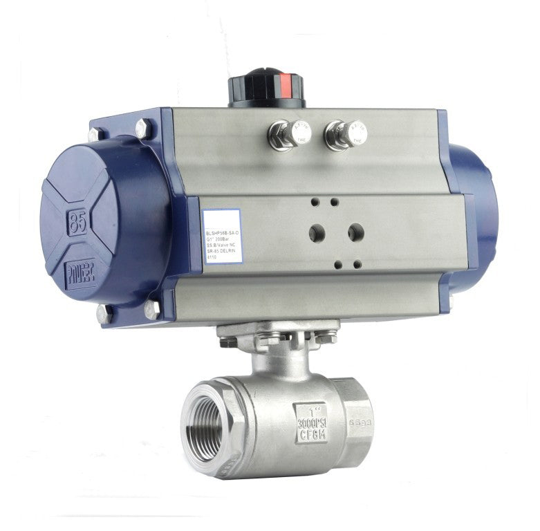 GO Ball Valve Actuated Double Acting Pneumatic High Pressure Two Piece Full Bore 316 Stainless 1/4