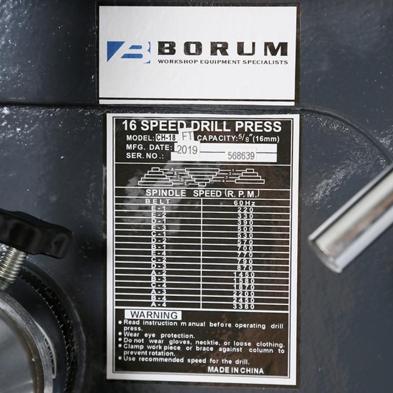 Borum Pedestal Drill Press 1 HP 16 Speed CH18FT - GO Industrial