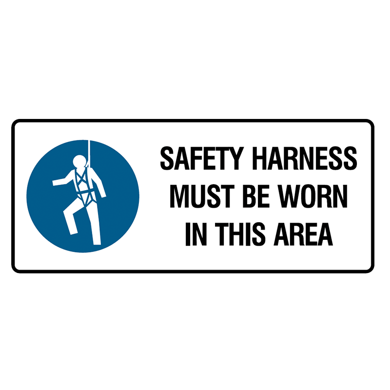 Brady Mandatory Landscape Signs: Safety Harness Must Be Worn In This Area
