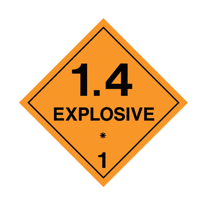 Brady Dangerous Goods Sign / Placard - Class 1 Explosive 1.4