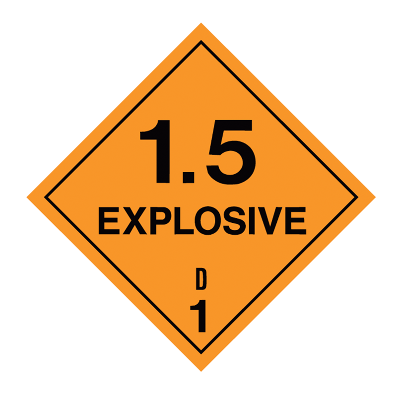Brady Dangerous Goods Sign / Placard - Class 1 Explosive 1.5