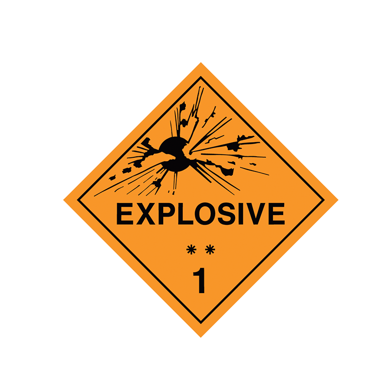 Brady Dangerous Goods Sign / Placard - Class 1 Explosive ** 1