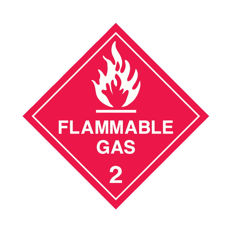 Brady Dangerous Goods Sign / Placard - Class 2 Flammable Gas 2 (White)