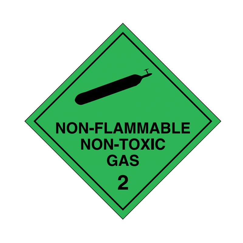 Brady Dangerous Goods Sign / Placard - Class 2 Non Flammable Non Toxic (black)