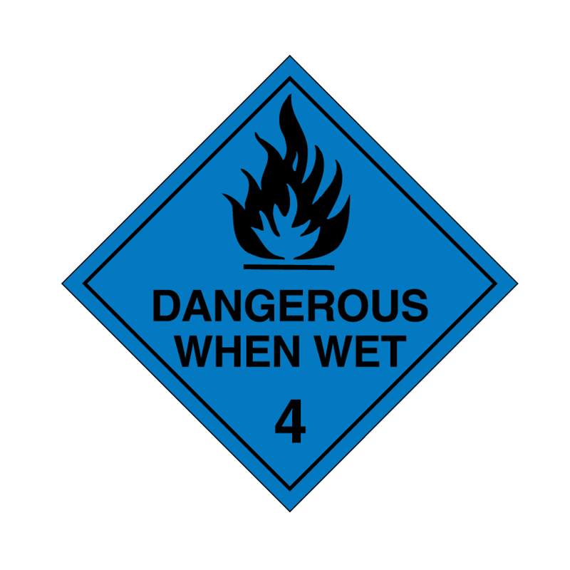 Brady Dangerous Goods Sign / Placard - Class 4 Dangerous When Wet 4 (black)
