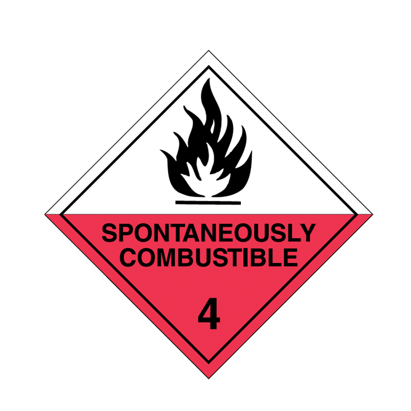 Brady Dangerous Goods Sign / Placard - Class 4 Spontaneously Combustible 4
