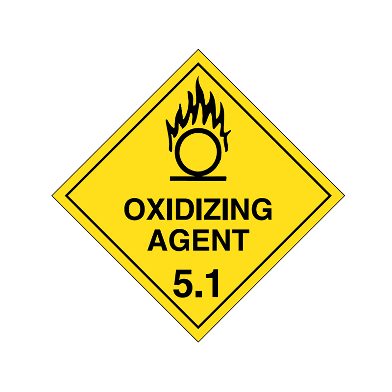 Brady Dangerous Goods Sign / Placard - Class 5 Oxidizing Agent 5.1