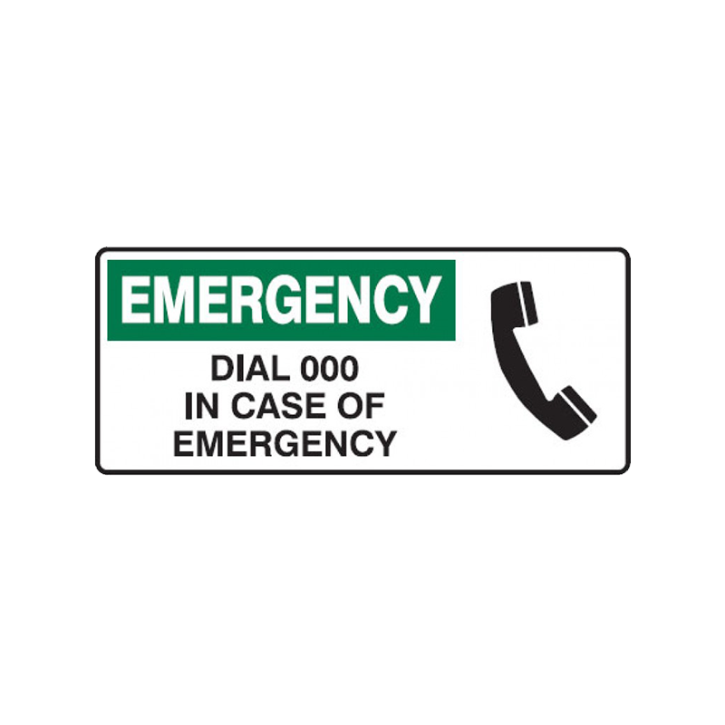 Brady First Aid Sign Emergency Dial 000 in Case of Emergency