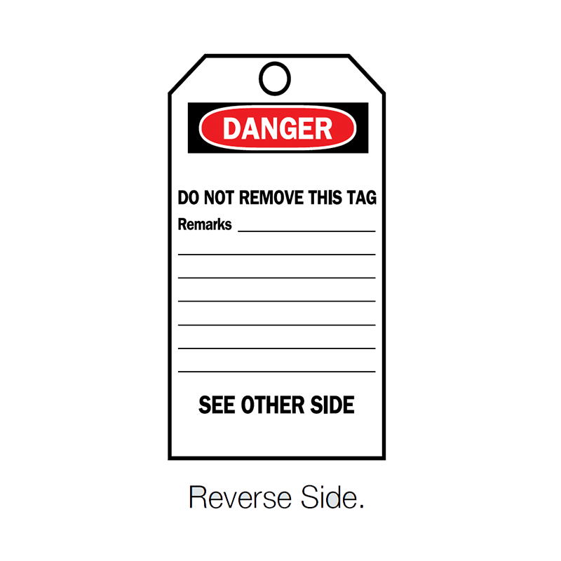 Brady Lockout Accident Prevention Tag Reverse Side