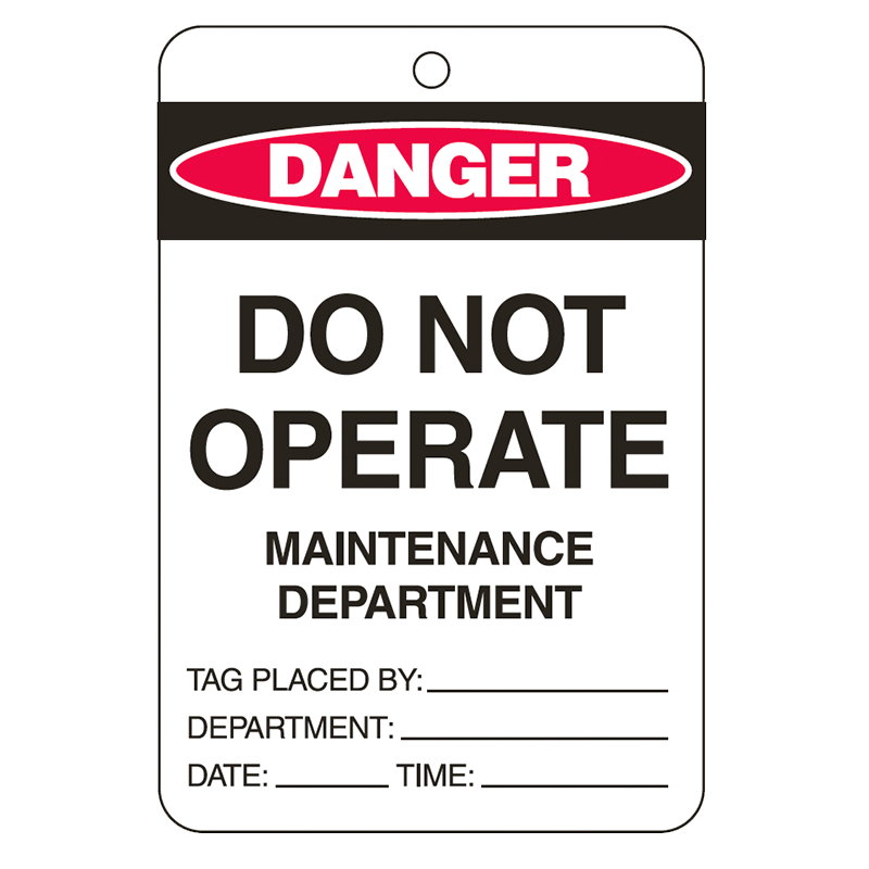 Brady Lockout Tag Large Economy - Do Not Operate Maintenance Department