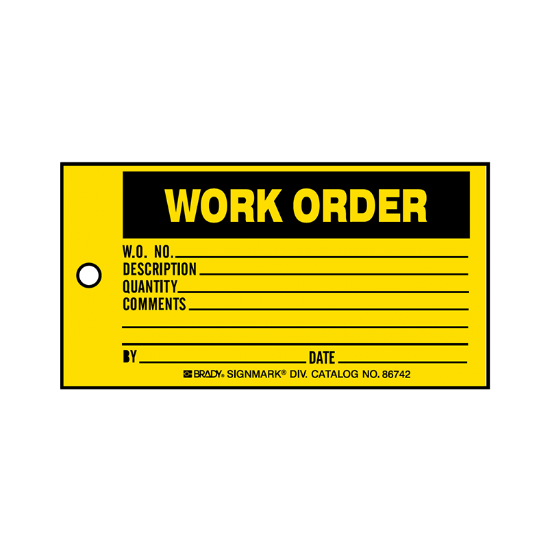 Brady Production Status Tag Work Order 86742