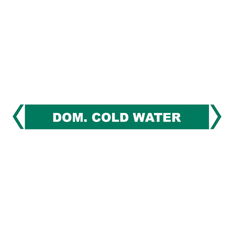 Brady Self Sticking Vinyl Pipe Marker Range - Dom. Cold Water
