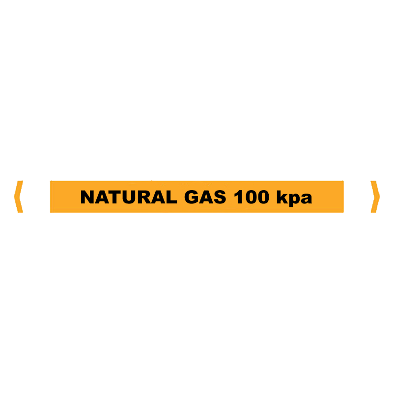 Brady Self Sticking Vinyl Pipe Marker Range - Natural Gas 100 kpa