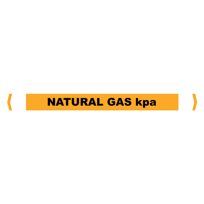 Brady Self Sticking Vinyl Pipe Marker Range - Natural Gas kpa