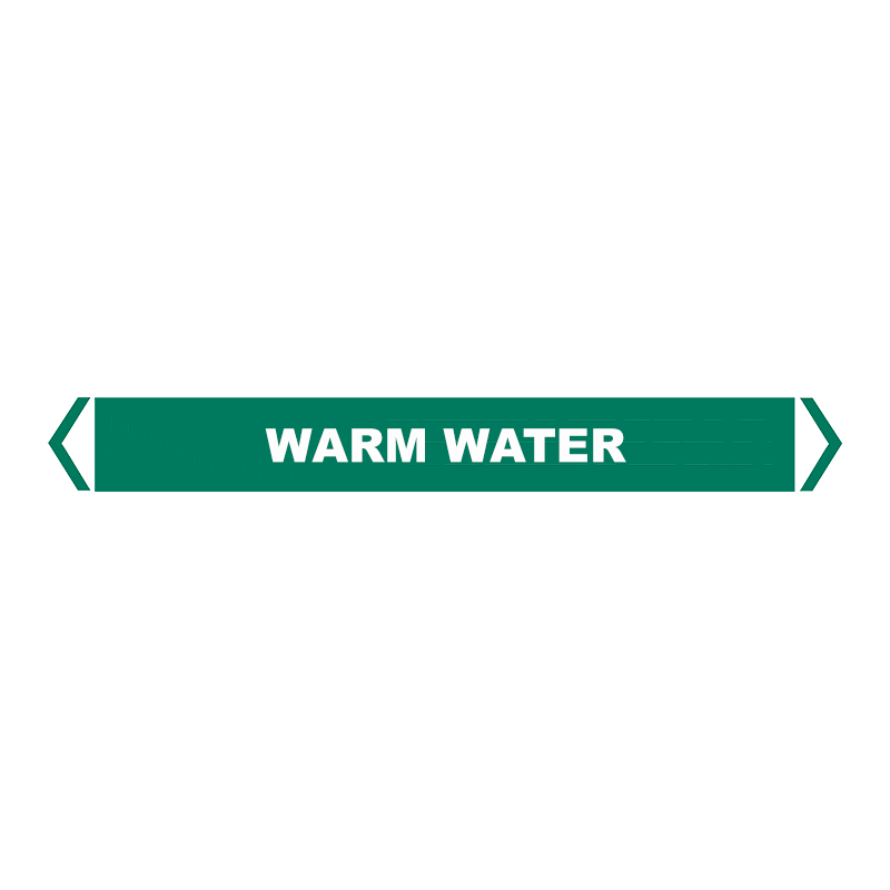 Brady Self Sticking Vinyl Pipe Marker Range - Warm Water