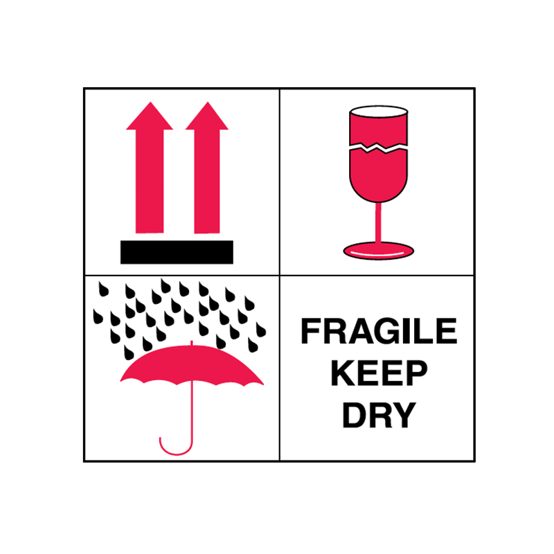 Brady Shipping Label Fragile Keep Dry 100x100 500 per Roll 834441