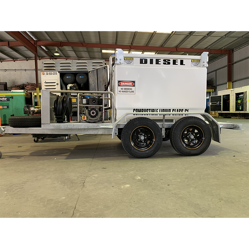 FUEL TRAILER 1000L Self Bunded Galvanised Dual Axle SBSD1000 fitted with electric start diesel driven dispensing kit