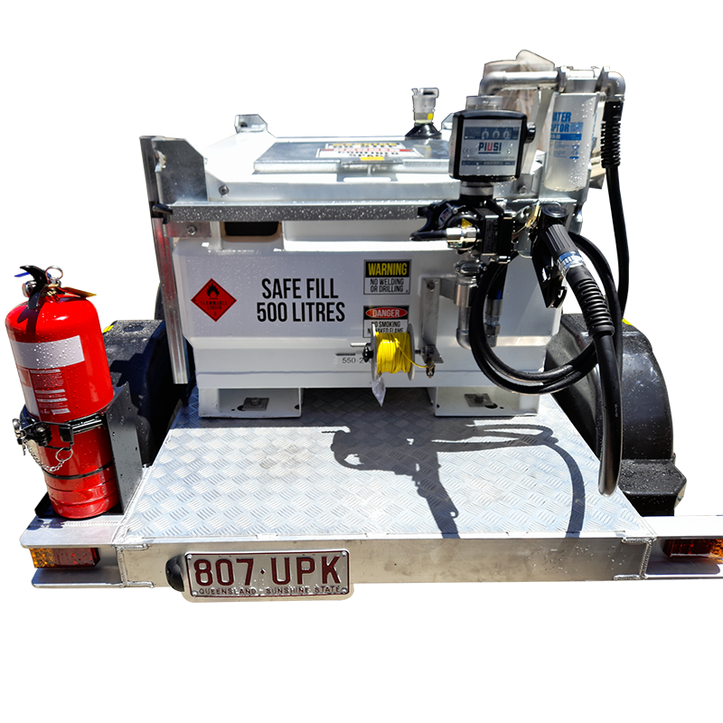 FUEL TRAILER 500L Self Bunded Dual Axle SBSD500 fitted with Piusi EX50 12V Dispensing Kit