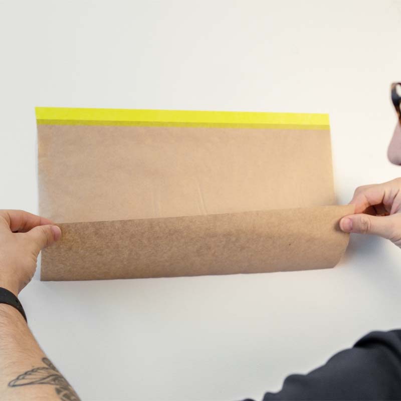 iQuip Pretaped Kraft Paper used on a wall