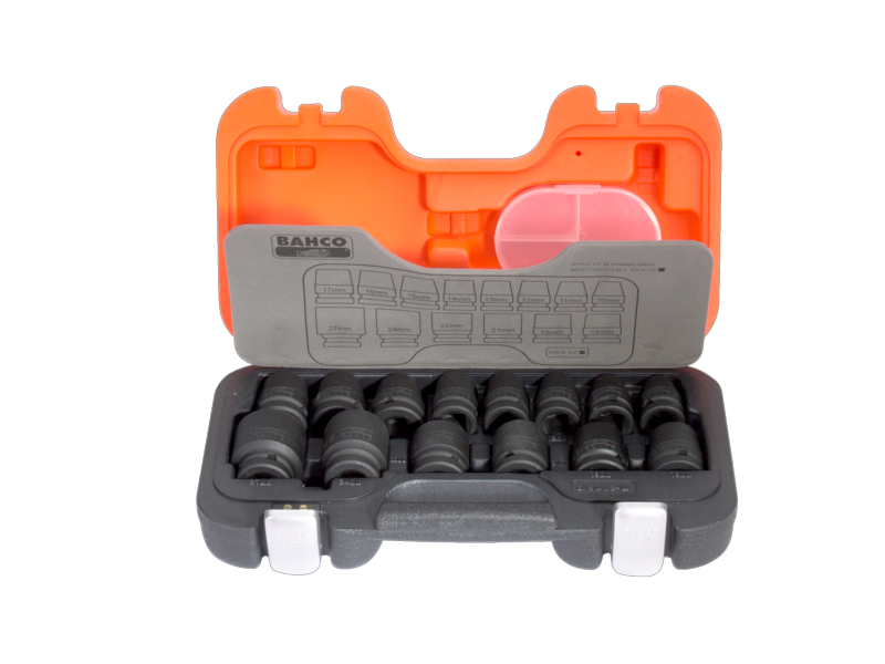 Bahco Impact Tool Socket Set in Plastic Case 1/2" 14 Piece Metric D/S14