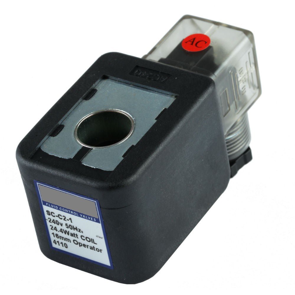 GO 12v DC 18 W with DIN Plug Solenoid Valve Coil 16.1mm - GO Industrial - SC - C2