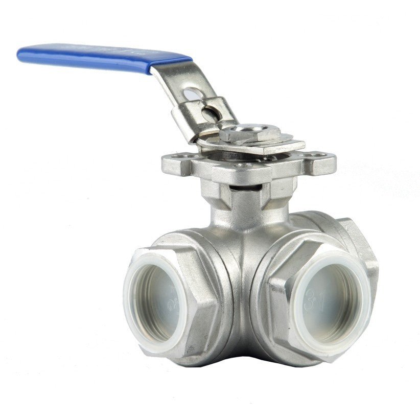 GO Ball Valves 316 Stainless 3 Way BLS3 - GO Industrial - BLS3L2B - L