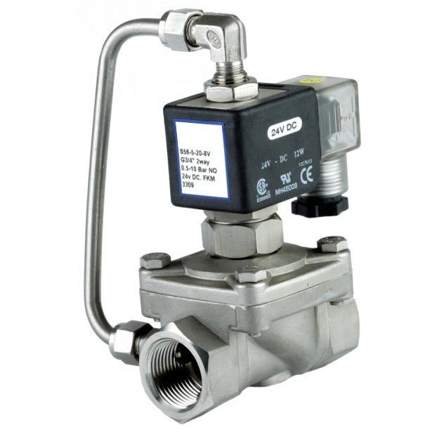 GO S56 316 Stainless Petrochemical Zero Differential Normally Open Solenoid Valves - GO Industrial - S56 - 2 - 3