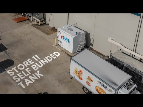 STORE-11 11,000 Self Bunded Tank deployed at Royal Foods Hemmant, QLD, Australia fitted with 80lpm Piusi Dispensing System, Donaldson Filtration, iFUEL LITE Electronic Fluids Management System and Piusi OCIO Automatic Tank Gauge