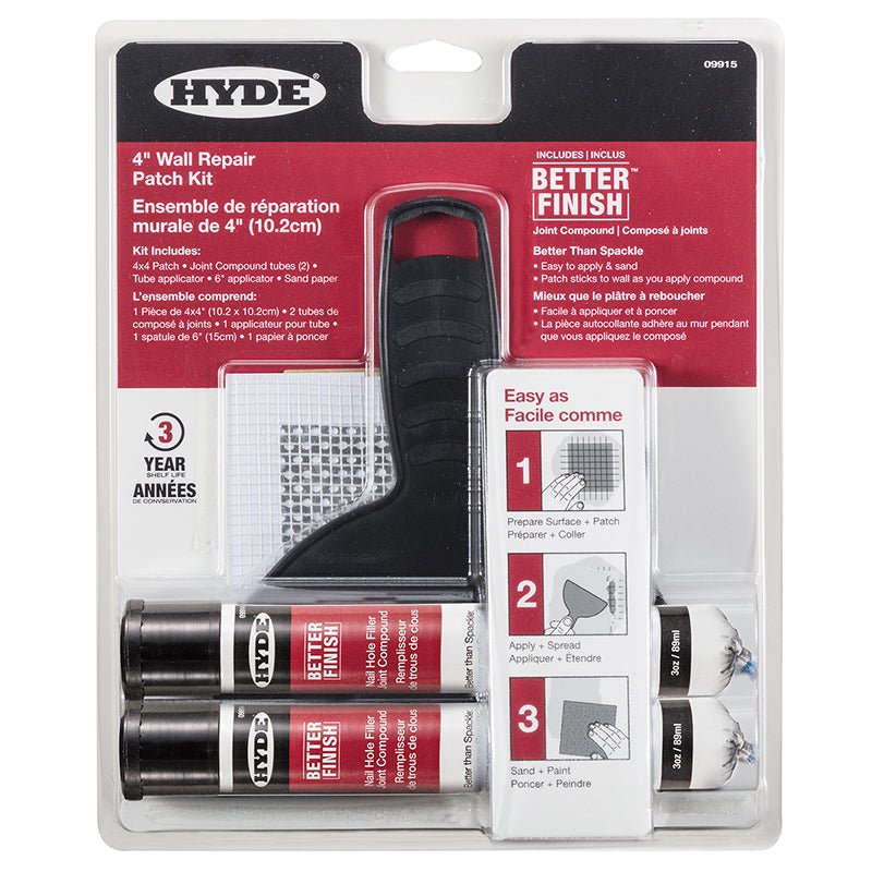 HYDE Better Finish 4" Wall Repair Patch Kit - GO Industrial - 38WR09915