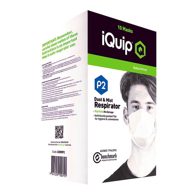 iQuip Dust & Mist Flat Fold P2 Mask No-Valves