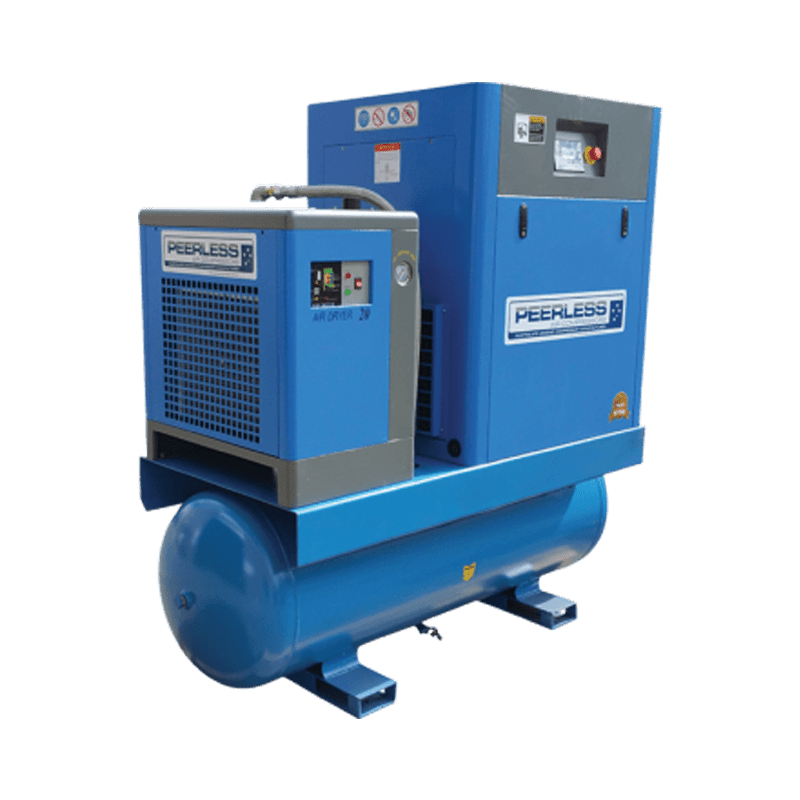 PEERLESS 20HP Rotary Screw Compressor 8 Bar with Dryer and Tank - GO Industrial - HQ20/8