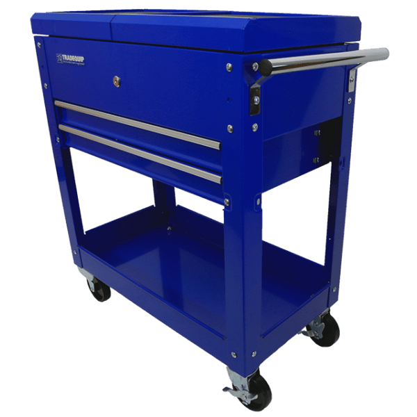 TRADEQUIP 2 Drawer Lockable Sliding Top Workshop Trolley - GO Industrial - 6019T