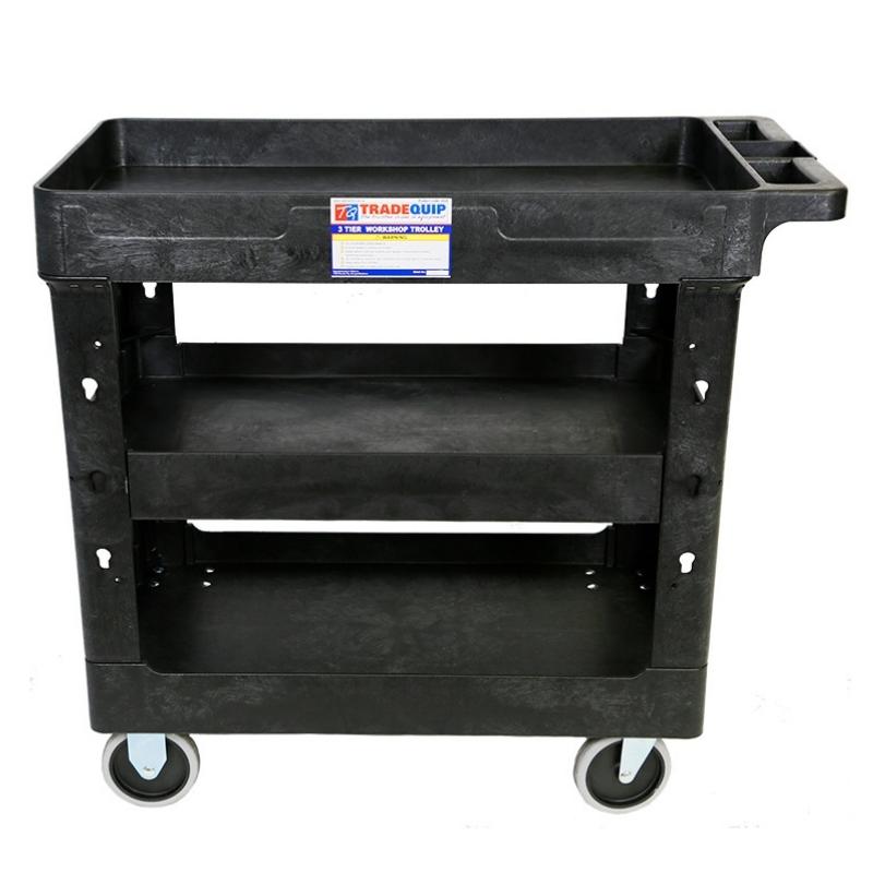 TRADEQUIP 3 Tray Polymer Workshop Trolley - GO Industrial - 6045