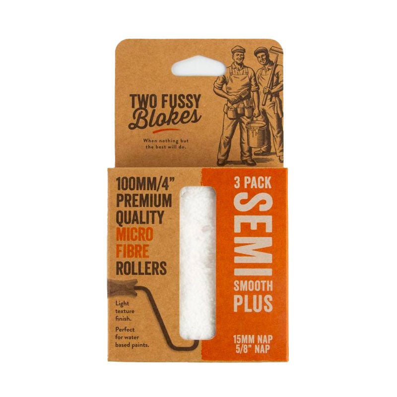 TWO FUSSY BLOKES 15mm Nap Microfibre Mini Paint Rollers - GO Industrial - MF - 100 - 15 - 3PK