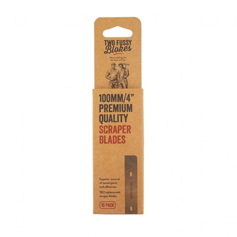 TWO FUSSY BLOKES Glass Scraper Blades 100mm 10 - Pack - GO Industrial - GS - 100 - BLADES - 10PK